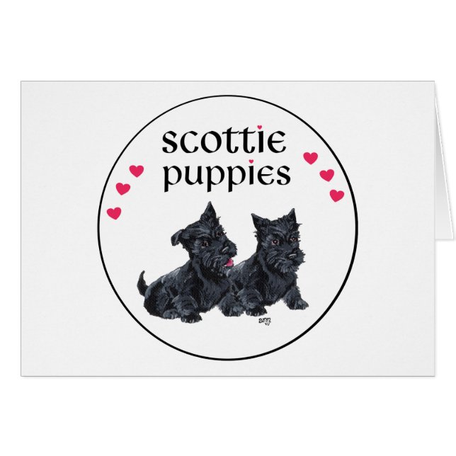 Cartão Love Scottie Puppies Namorados (Frente Horizontal)