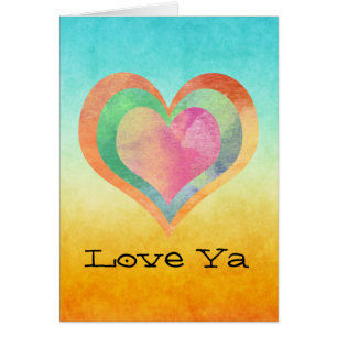 Cartão Love Ya Watercolor Hearts