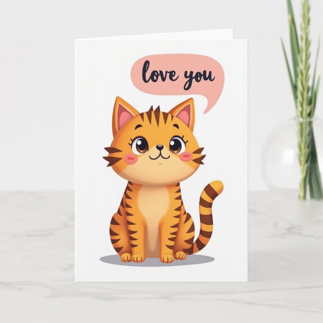 Cartão Love You Cute Kitty Card (Frente)