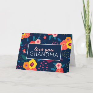 Cartão Love You Grandma Floral in Blue Mother's Day