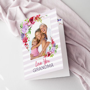Cartão Love You Grandma Lilac Floral Mother's Day Photo