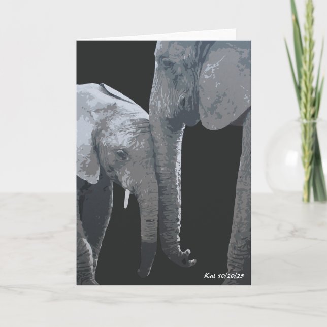 Cartão Love You More, Elephant Original Art (Frente)