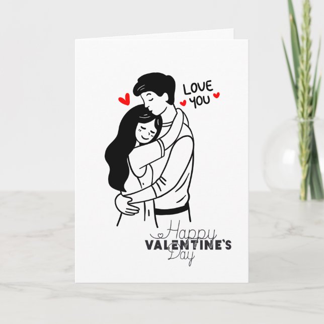 Cartão Love You Valentine's Embrace (Frente)