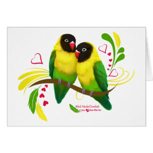 Cartão Lovebirds mascarados preto