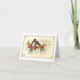 Cartão Lovebirds Vintage Birthday Card