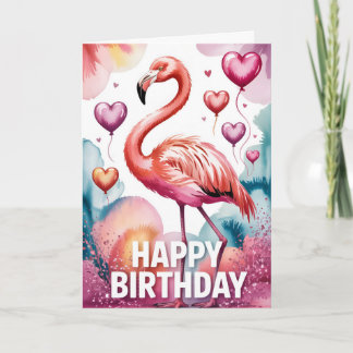 Cartão Lovely Pink Flamingo Birthday Card
