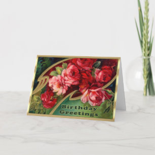 Cartão Lovely Victorian Floral Pretty Pink Roses Birthday