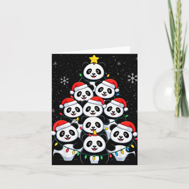 Cartão Lover Xmas Panda Christmas Tree T Shirt  (Frente)