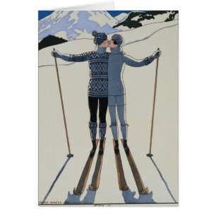Cartão <Lovers in the Snow> por Georges Barbier