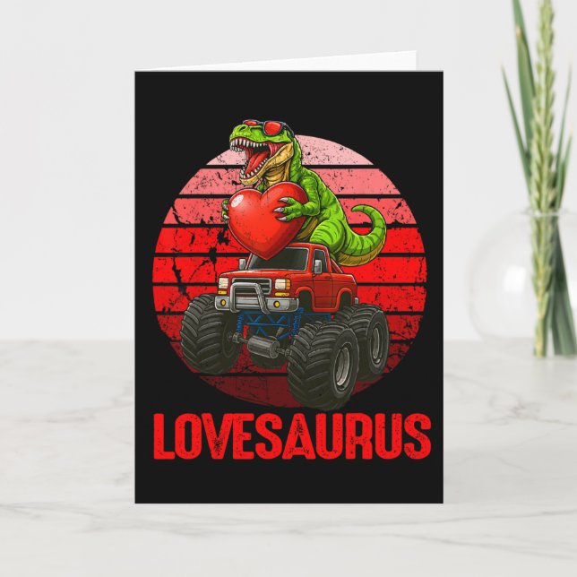 Cartão Lovesaurus Dinossauro Caminhão Monstro do Vale-Tud (Frente)
