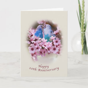 Cartão Loving Parakeets 10th Anniversary Card