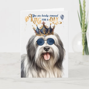 Cartão Lowchen Dog King para o dia de aniversário engraça