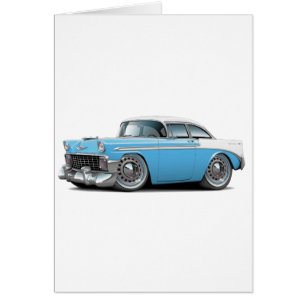 Cartão Lt 1956 de Chevy Belair Azul-Branco Carro