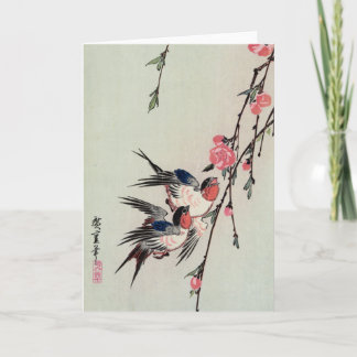 Cartão Lua, andorinhas e espinhas, Ando Hiroshige