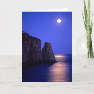Cartão Lua ao Crepúsculo   Rocha Perce Costa Gaspe Quebec