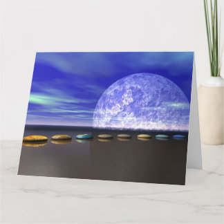 Cartão lua branca e de pedra e etapas