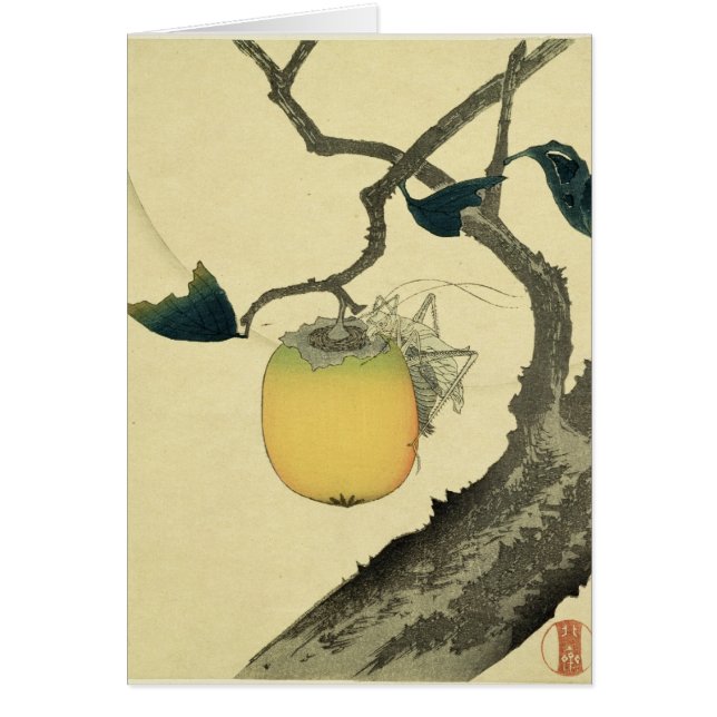Cartão Lua, caqui e gafanhoto, 1807 (Frente)