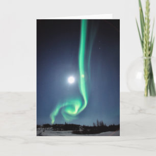 Cartão Lua Cheia Com Aurora Yellowknife Canadá