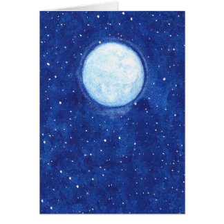 Cartão Lua cheia da aguarela