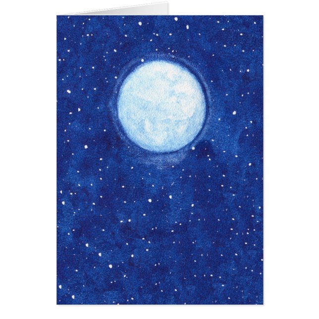 Cartão Lua cheia da aguarela (Frente)