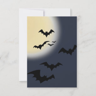 Cartão Lua Cheia de Halloween com Morcegos