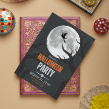 Lua Cheia do Dia das Bruxas Negro e Laranja