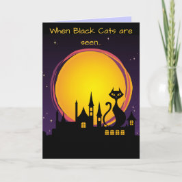 Cartão Lua cheia e gato preto o Dia das Bruxas