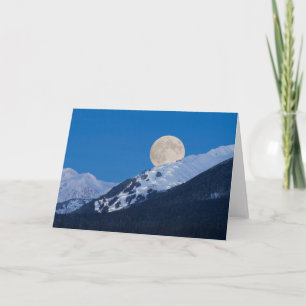 Cartão Lua Cheia Sobre o Alyeska Ski Resort, Alasca