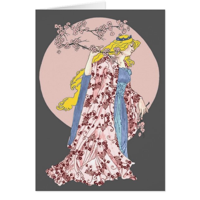 Cartão Lua da flor de cerejeira (Frente)