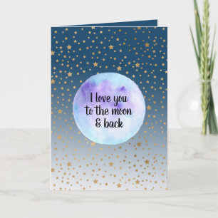 Cartão Lua das estrelas Douradas