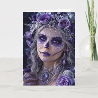 Cartão Lua de Ámora Calavera – Dia de Finados Roxo