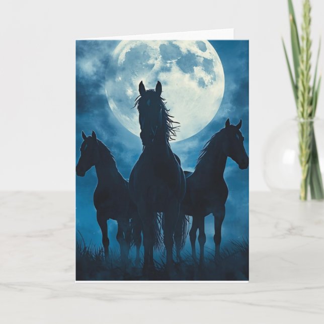 Cartão Lua de Três Cavalos (Frente)
