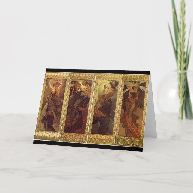 Cartão Lua e Estrelas - Alfons Mucha (Frente)