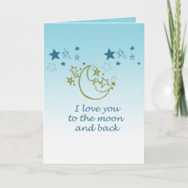 Cartão Lua e traseiras estrelas Aqua Ombre