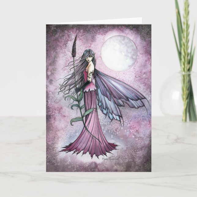 Cartão Lua Lavanda Fantasia Mística Arte de Fada (Frente)