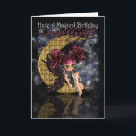 Cartão Lua pequena bonito fa do aniversário mágico da<br><div class="desc">Fada pequena bonito da lua do aniversário mágico da neta pelo moonlake</div>