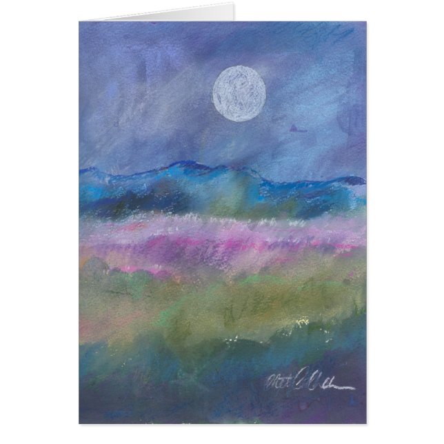 Cartão Lua sobre o campo do deserto (Frente)