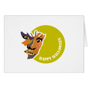 Cartão Lua Wolf, Feliz Halloween