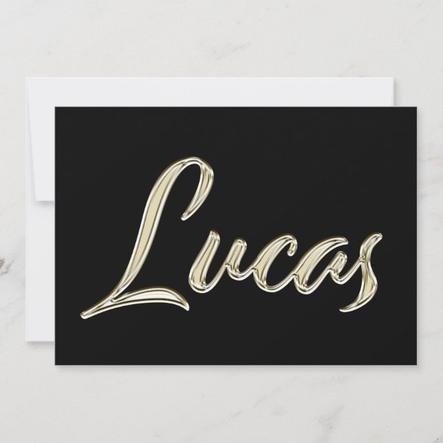 Cartão Lucas Name white gold Handwriting Karte (Frente)