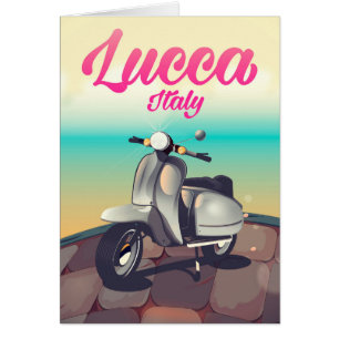 Cartão Lucca Itália impressão de pôster de viagem de scoo