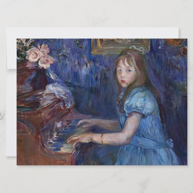 Cartão Lucie Leon no Piano (por Berthe Morisot) (Frente)