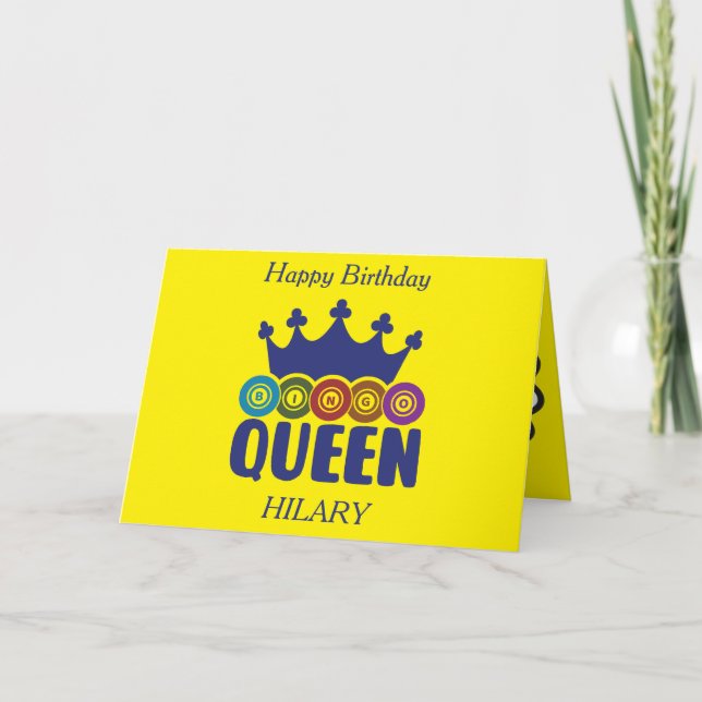 Cartão Lucky Bingo Queen Birthday (Frente)