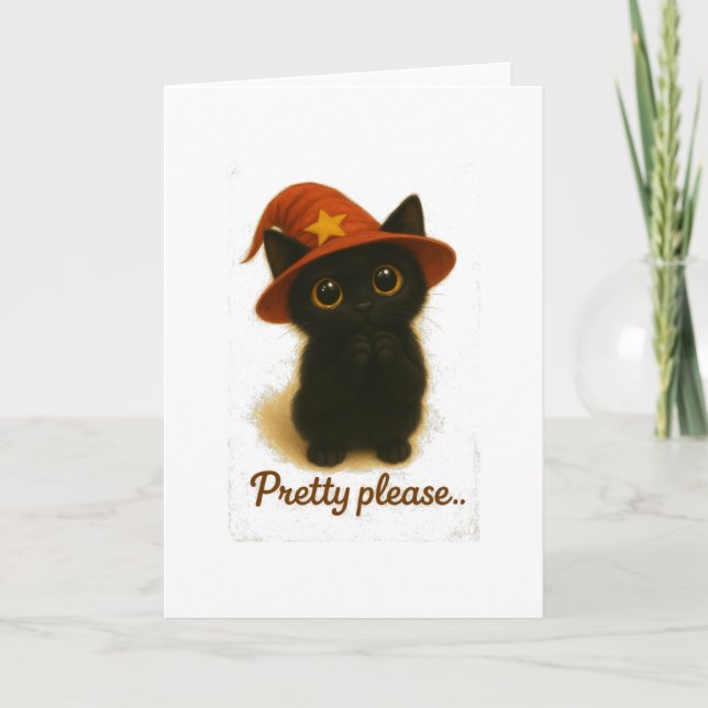 Cartão Lucky Black Cat Emi – Pretty Please Witch Hat (Frente)