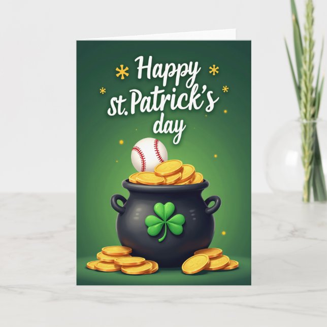 Cartão Lucky Black Pot St Patricks Day Card (Frente)