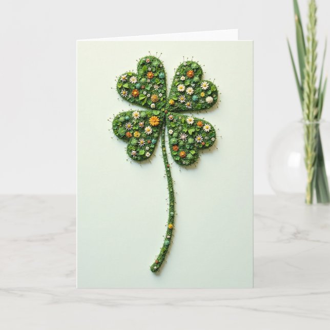 Cartão Lucky Clover Floral Pattern Card (Frente)