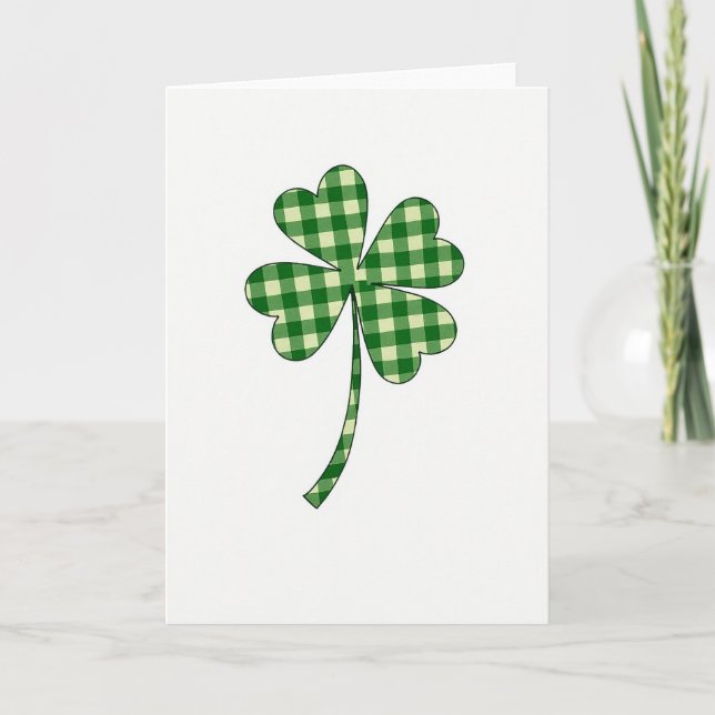 Cartão Lucky Clover Gingham Pattern Card (Frente)