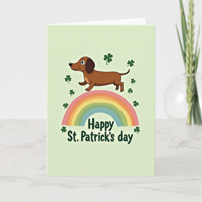 Cartão Lucky Dachshund Rainbow Card (Frente)