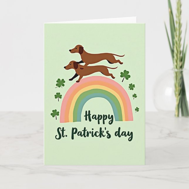 Cartão Lucky Dachshunds Rainbow Card (Frente)