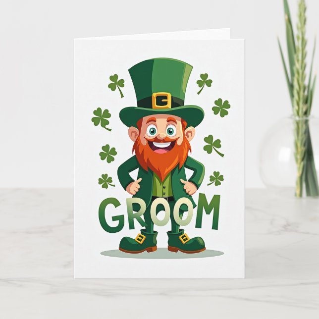 Cartão Lucky Groom Leprechaun Card (Frente)