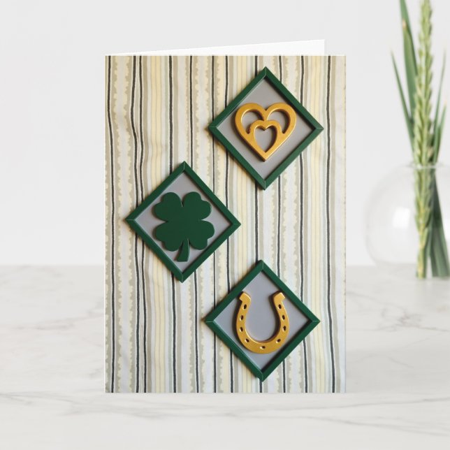 Cartão Lucky Hearts Shamrock Art Card (Frente)